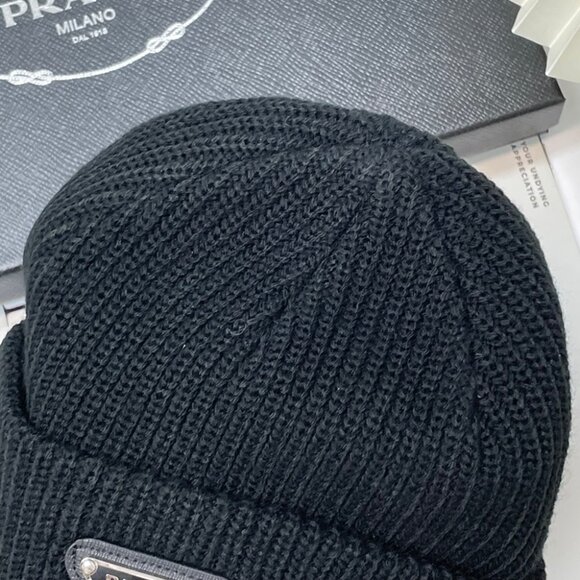 Prada Black Knit Beanie Hat main image 4